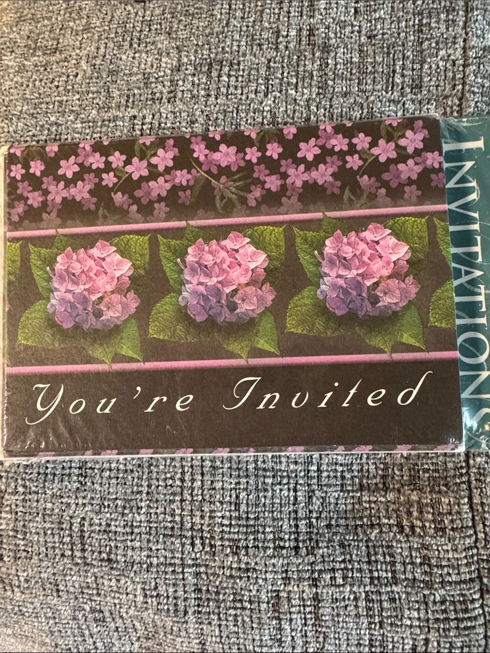 “Paper Images” Floral Hydrangea Invitation Cards - Pink & Green